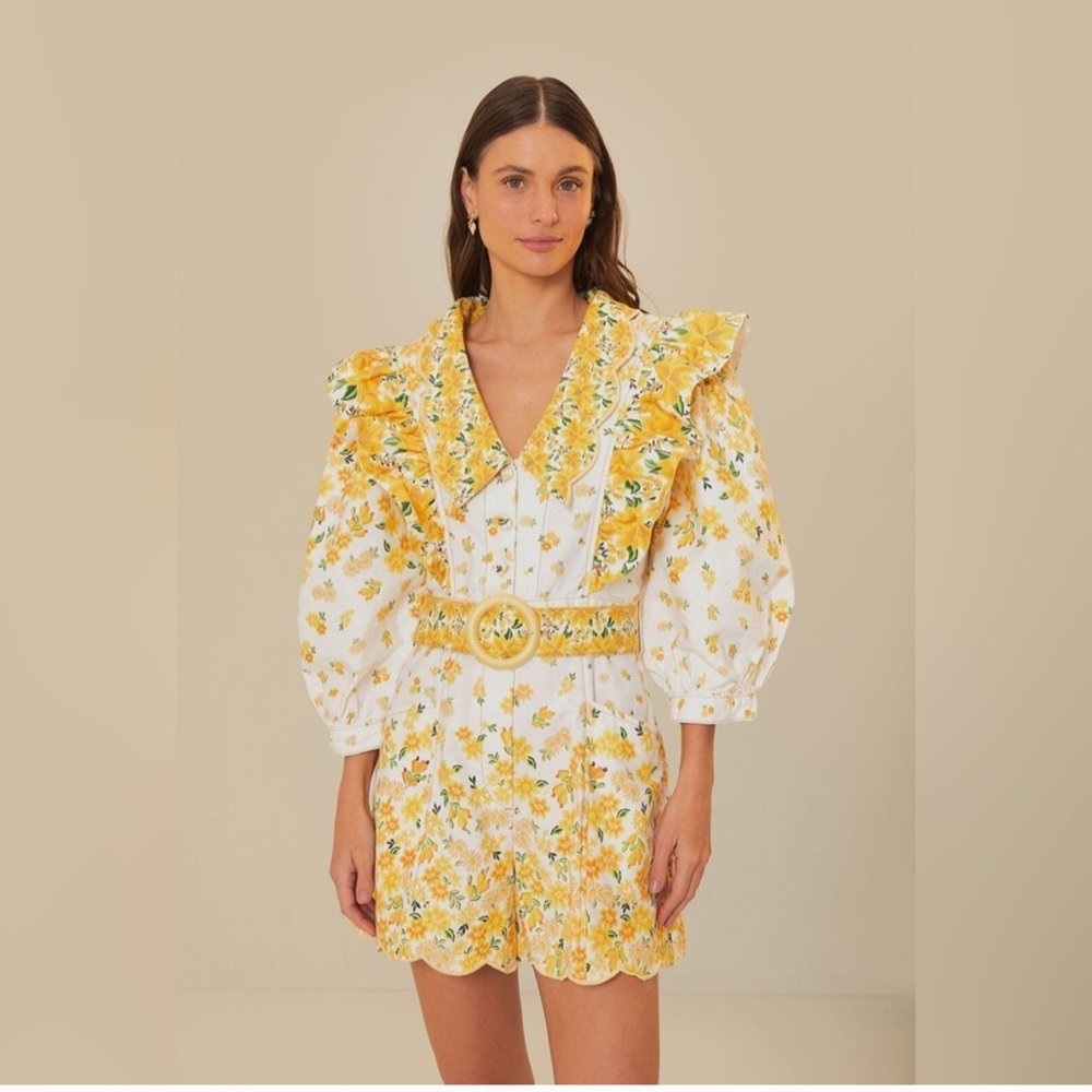 Floral Yellow and White Romper